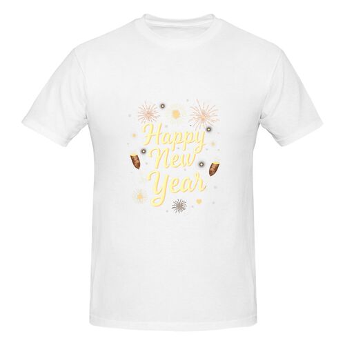 Men's Happy New Year 100% Cotton T-Shirt-pod4team