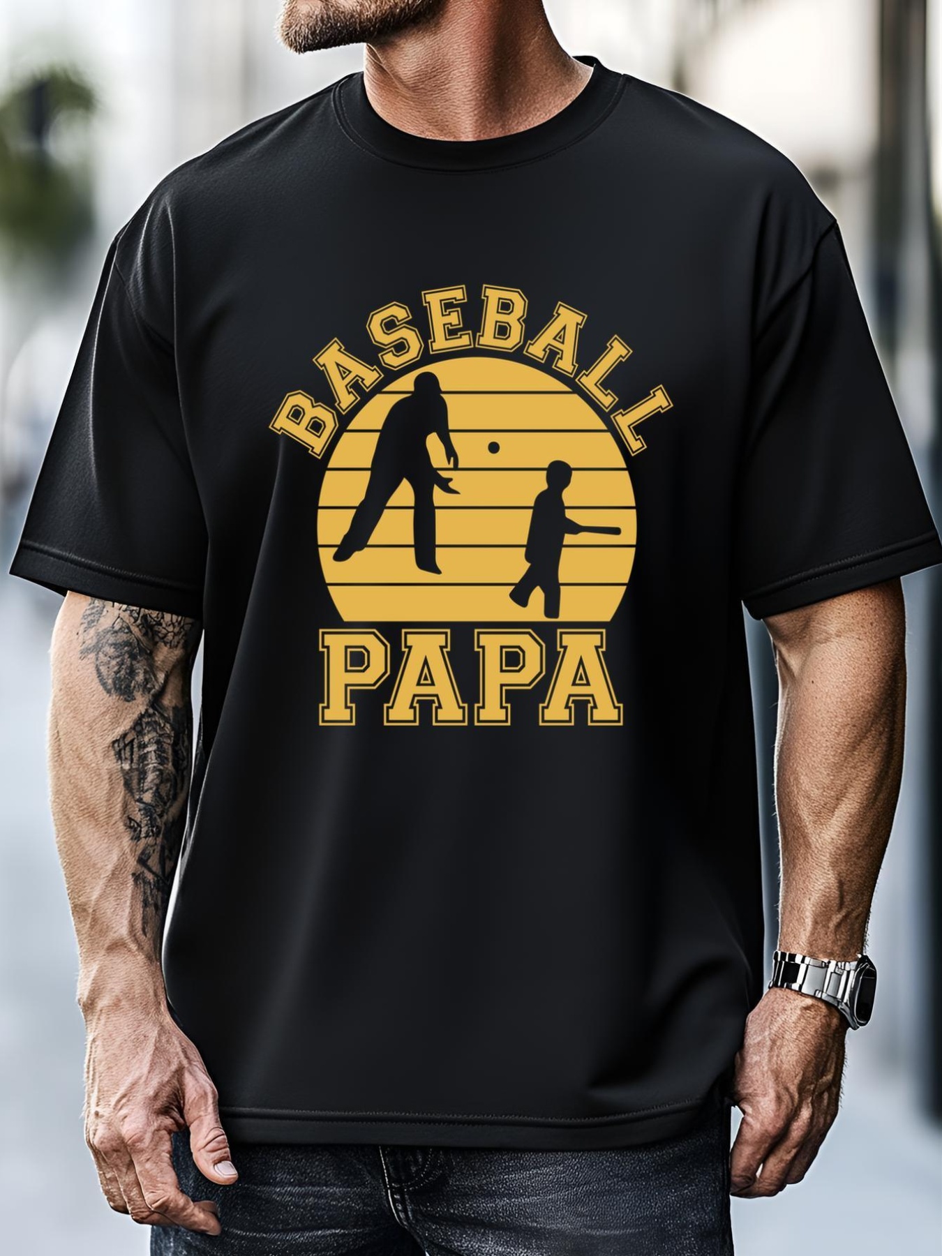 Unisex Baseball Papa Grandfather Grandson Proud Grandpa Dad Sports Gift T-Shirt