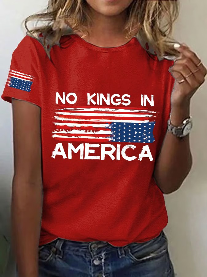 Women's No Kings in America Print Independence day Graphic Tee
