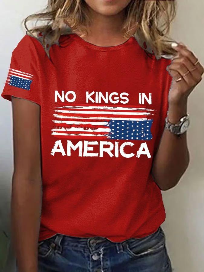 Women's No Kings in America Print Independence day Graphic Tee