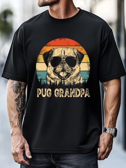 Unisex Vintage Pug Grandpa Dog Lovers Fathers Day T-Shirt