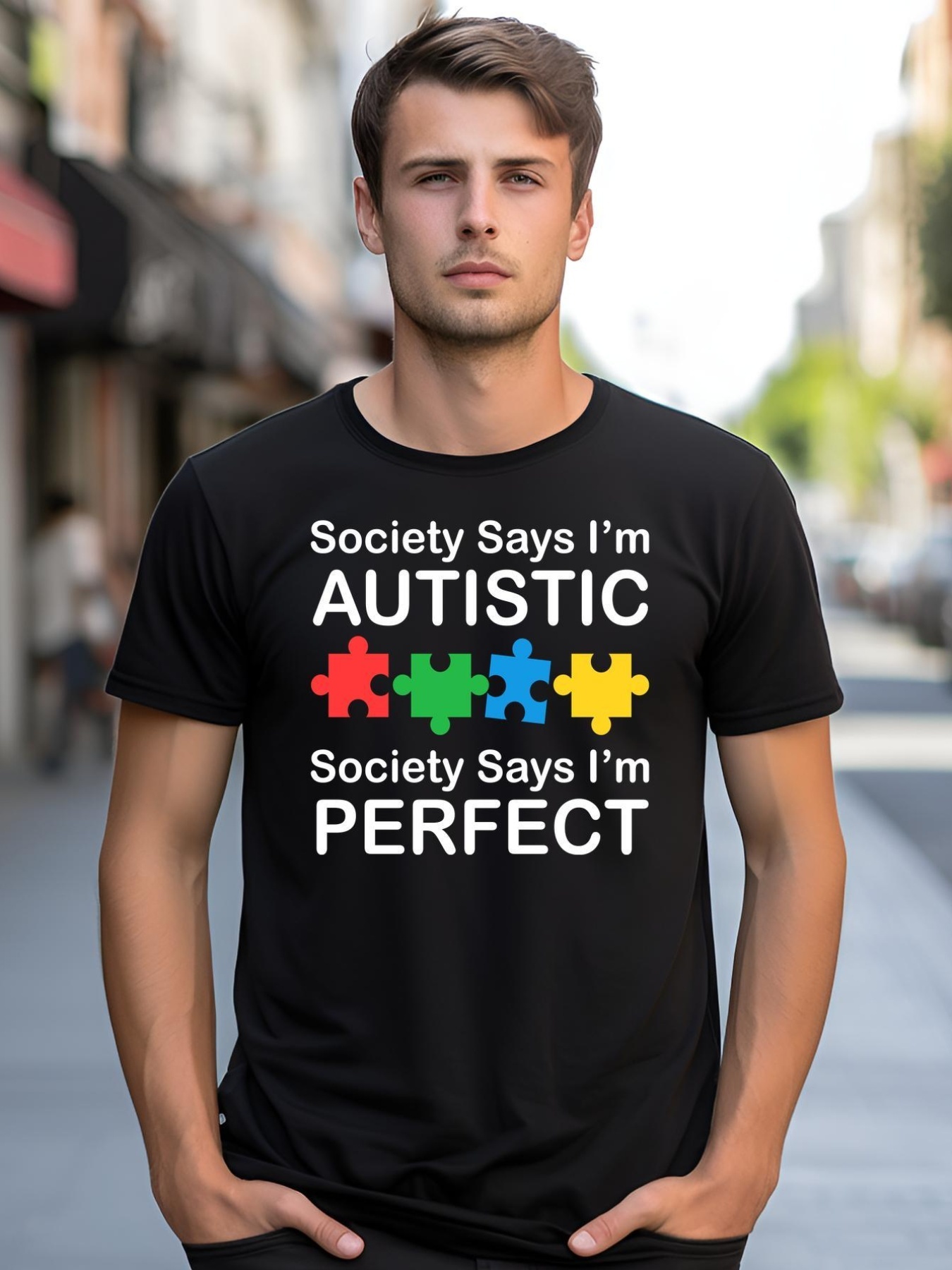 Unisex Society Says Im Autistic God Says Im Perfect shirt  Graphic Tee