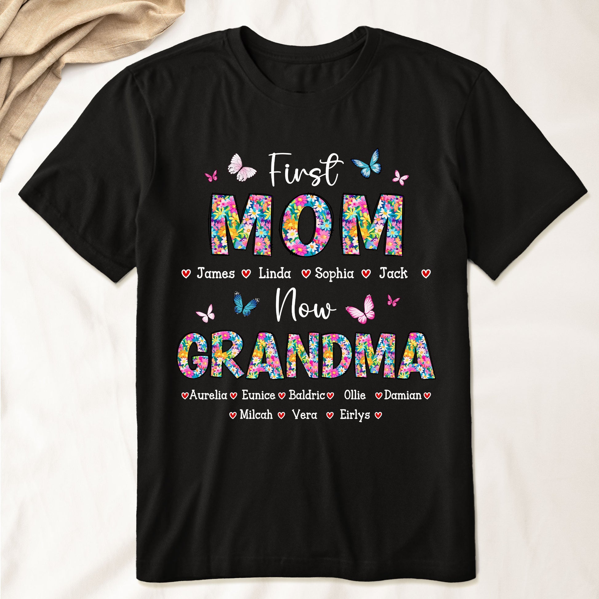 Unisex First Mom Now Grandma 100% Cotton Graphic Tee