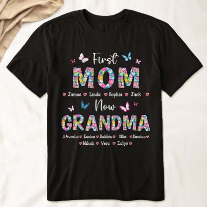 Unisex First Mom Now Grandma 100% Cotton Graphic Tee
