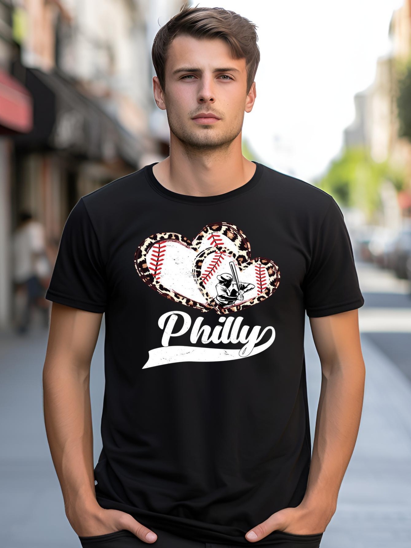 Unisex Cute Philly Philadelphia Baseball Hearts shirt  Graphic Tee