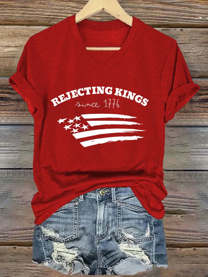 Women's Casual Fashion American Flag Printed Graphic Tee