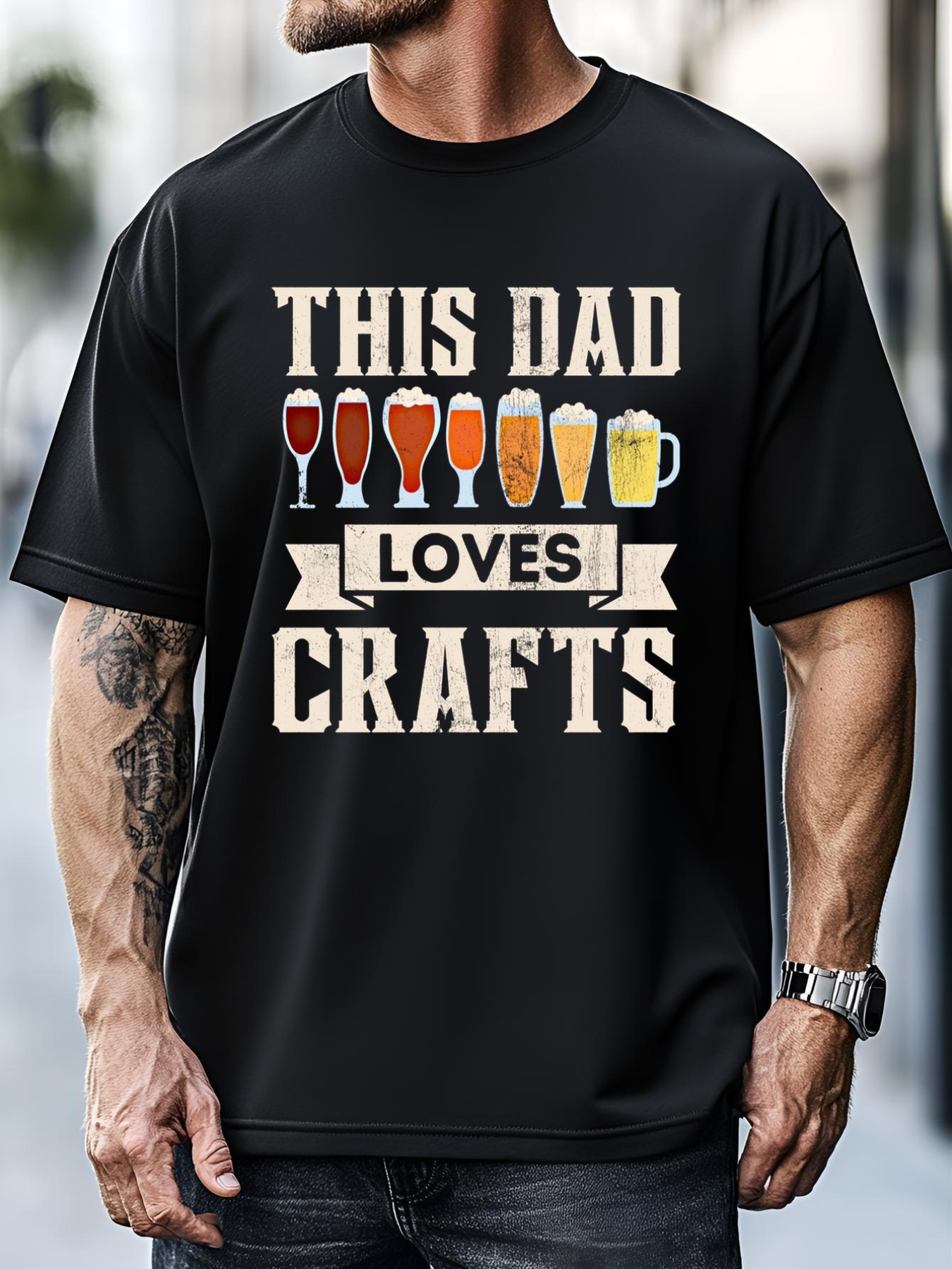 Unisex This Dad Loves Crafts Beer Lover Funny Fathers Day Funny Gift T-Shirt