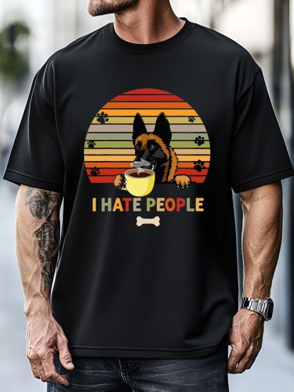 Unisex Belgian Malinois Dog Fathers Day I Hate People With Coffee T-Shirt