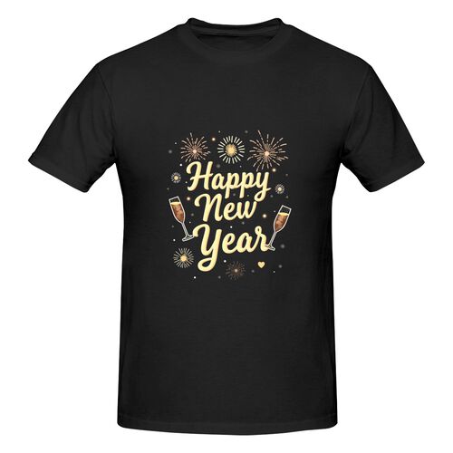 Men's Happy New Year 100% Cotton T-Shirt-pod4team