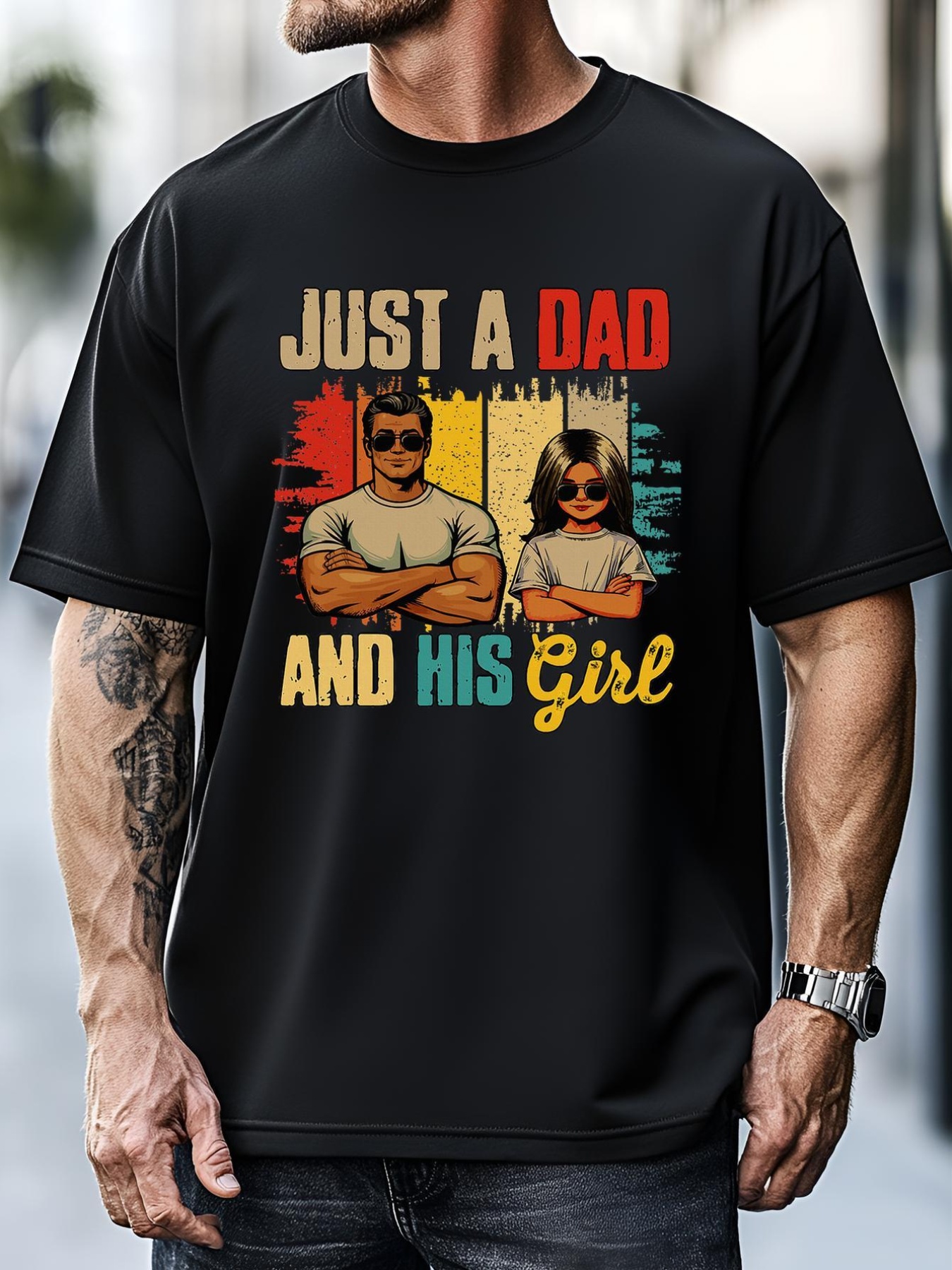 Unisex Just A Dad And His Girl FatherS Day Proud Family T-Shirt