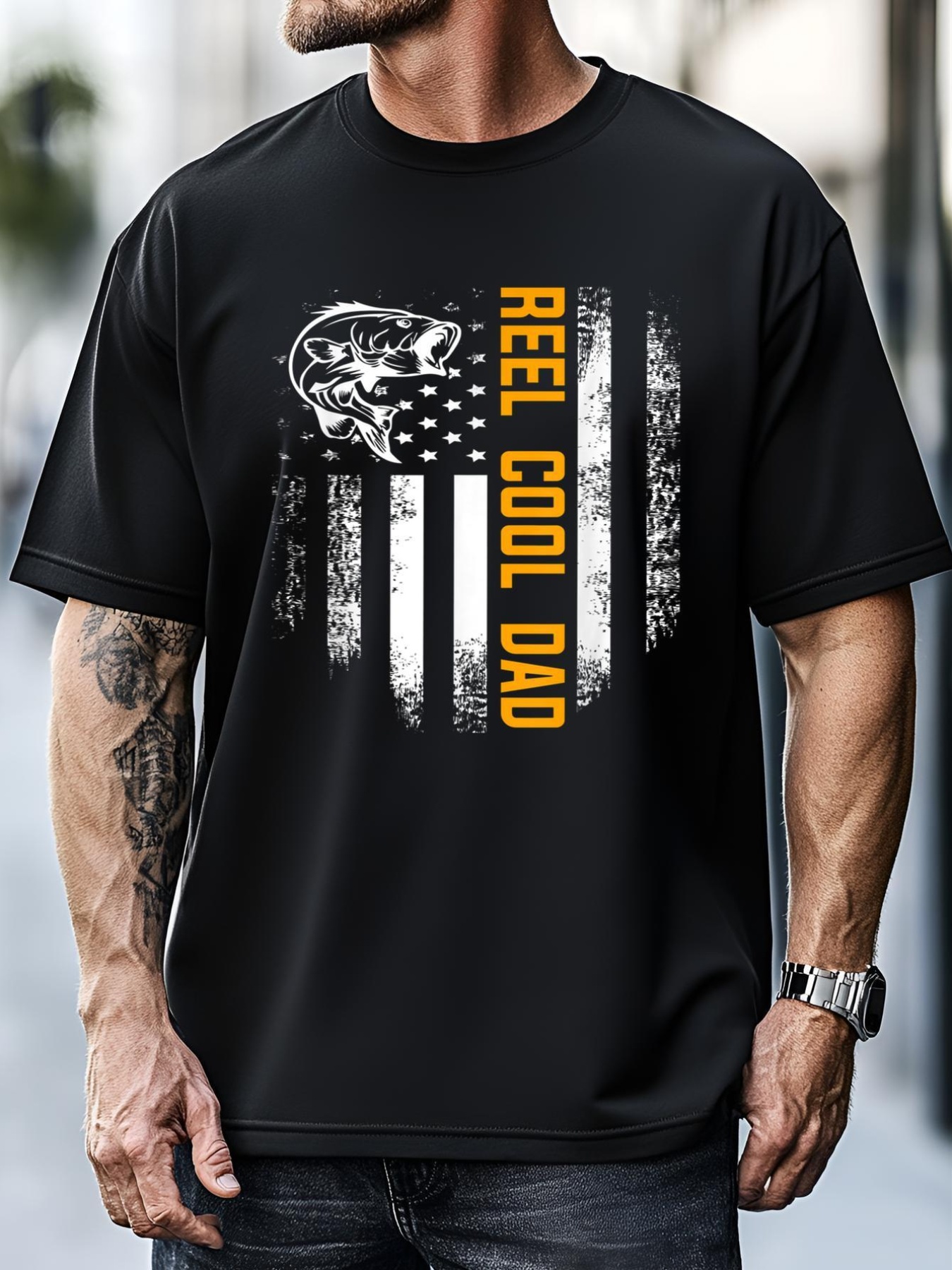 Unisex Reel Cool Dad Meaningful Gift Vintage Flag Fishing FatherS Day Cool Gift T-Shirt