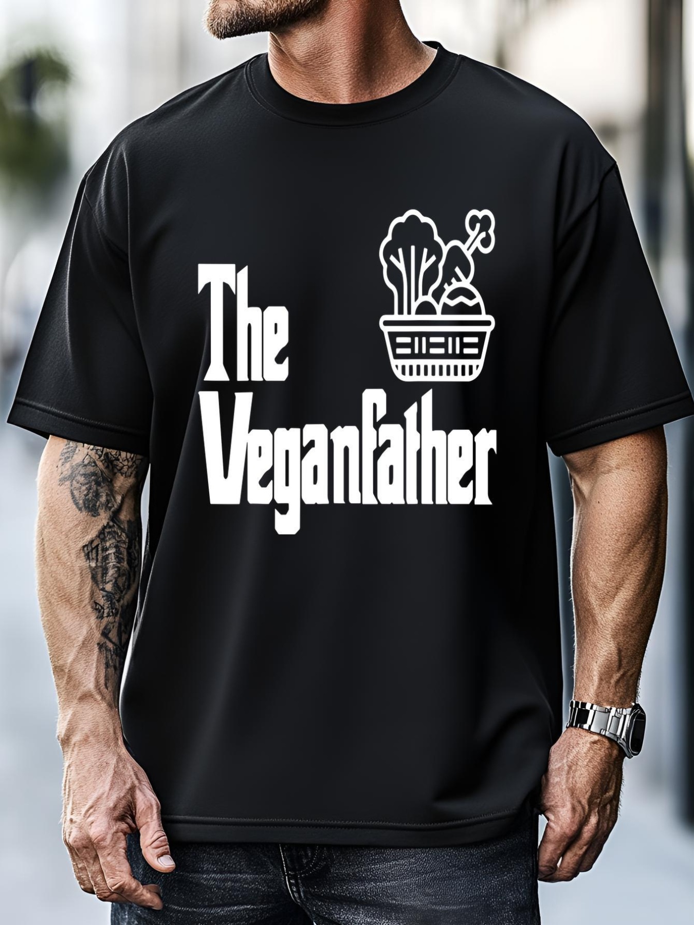 Unisex Funny Fathers Day The Veganfather Vegan Raw Food Dad Gift T-Shirt