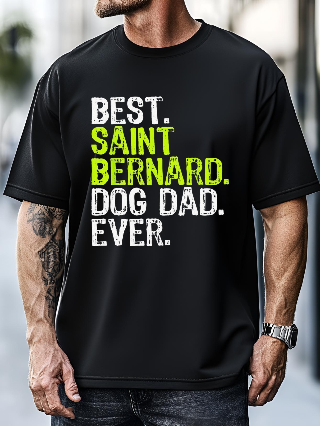 Unisex Saint Bernard Dog Dad Fathers Day Dog Lovers T-Shirt
