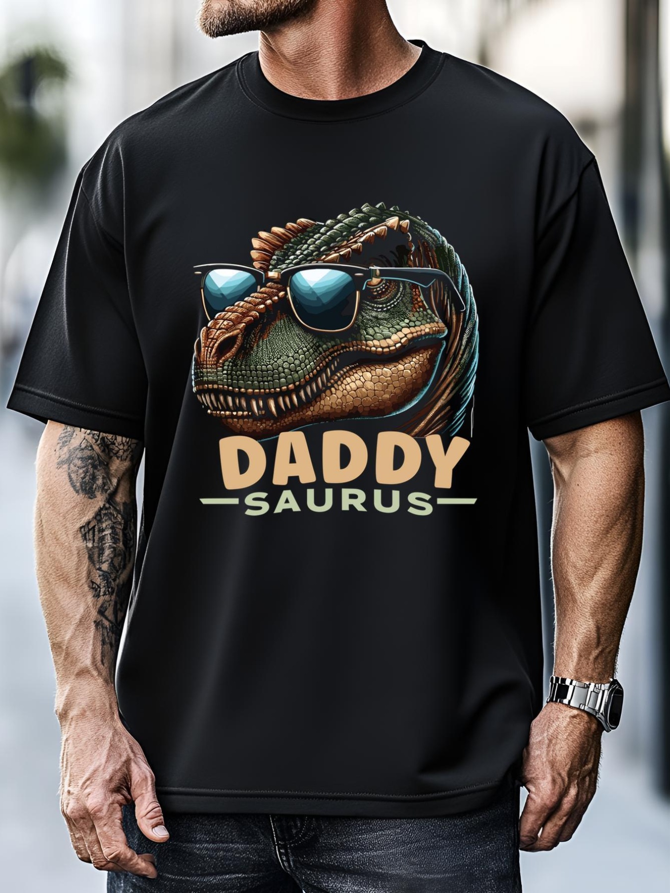 Unisex Daddysaurus The Heartwarming Majesty Of Real Fathers Meaningful Gift T-Shirt
