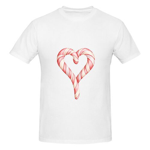Men's Heartshape Candy Print 100% Cotton T-Shirt-pod4team