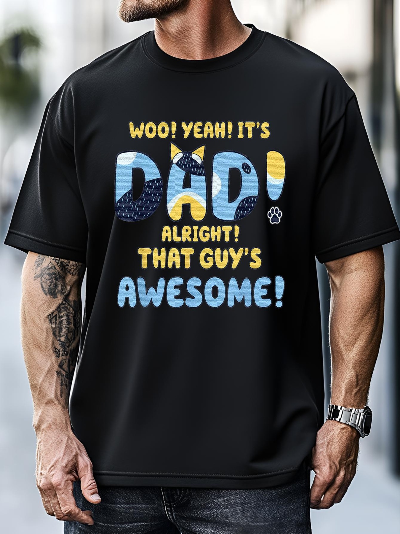 Unisex Dog Dad Joke ItS Dad Alright That Guys Awesome Fathers Day T-Shirt