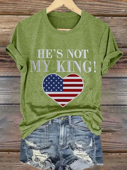 Women's Heart Shape American Flag Printed Graphic Tee