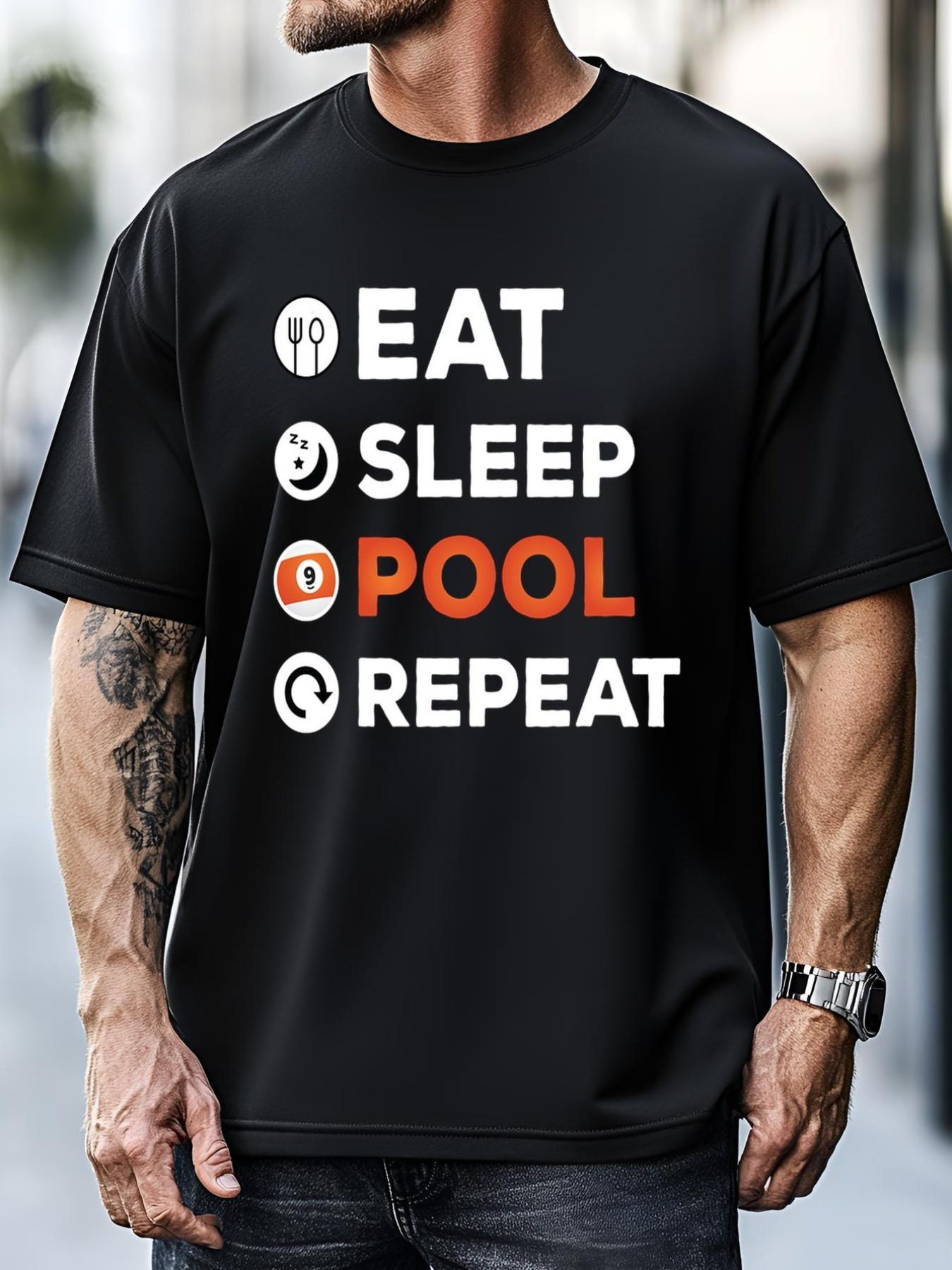 Unisex Eat Sleep Pool Repeat Dad Billiards Gift For Father's Day T-Shirt