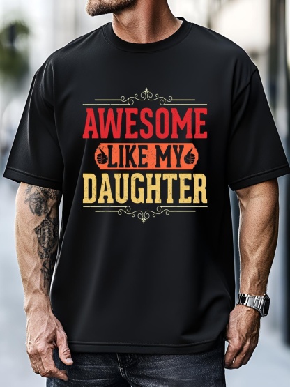 Unisex Awesome Like My Daughter Retro Dad Jokes Funny Fathers Day T-Shirt