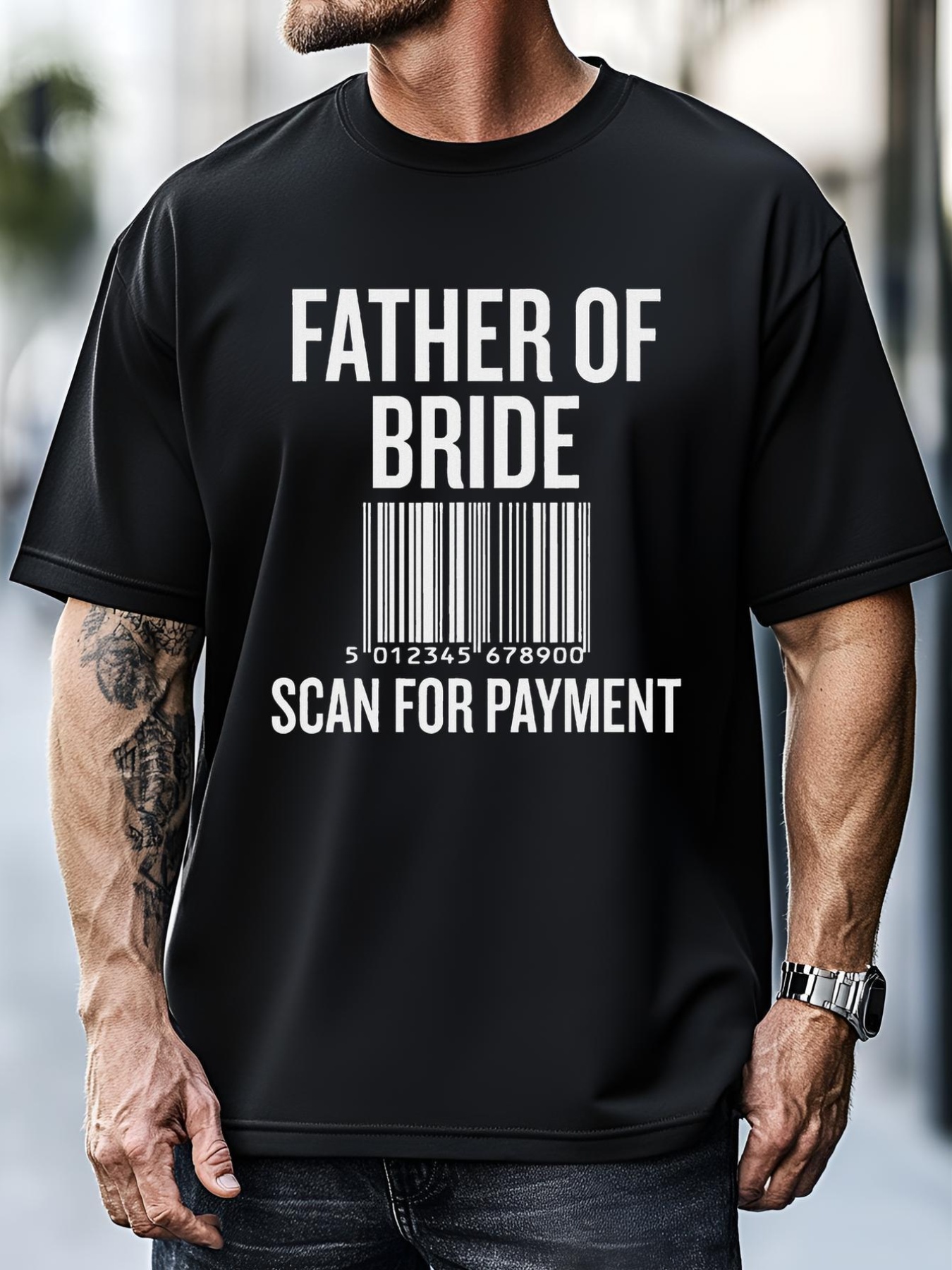 Unisex Father Of Bride Scan For Payment Funny Wedding Preparation T-Shirt