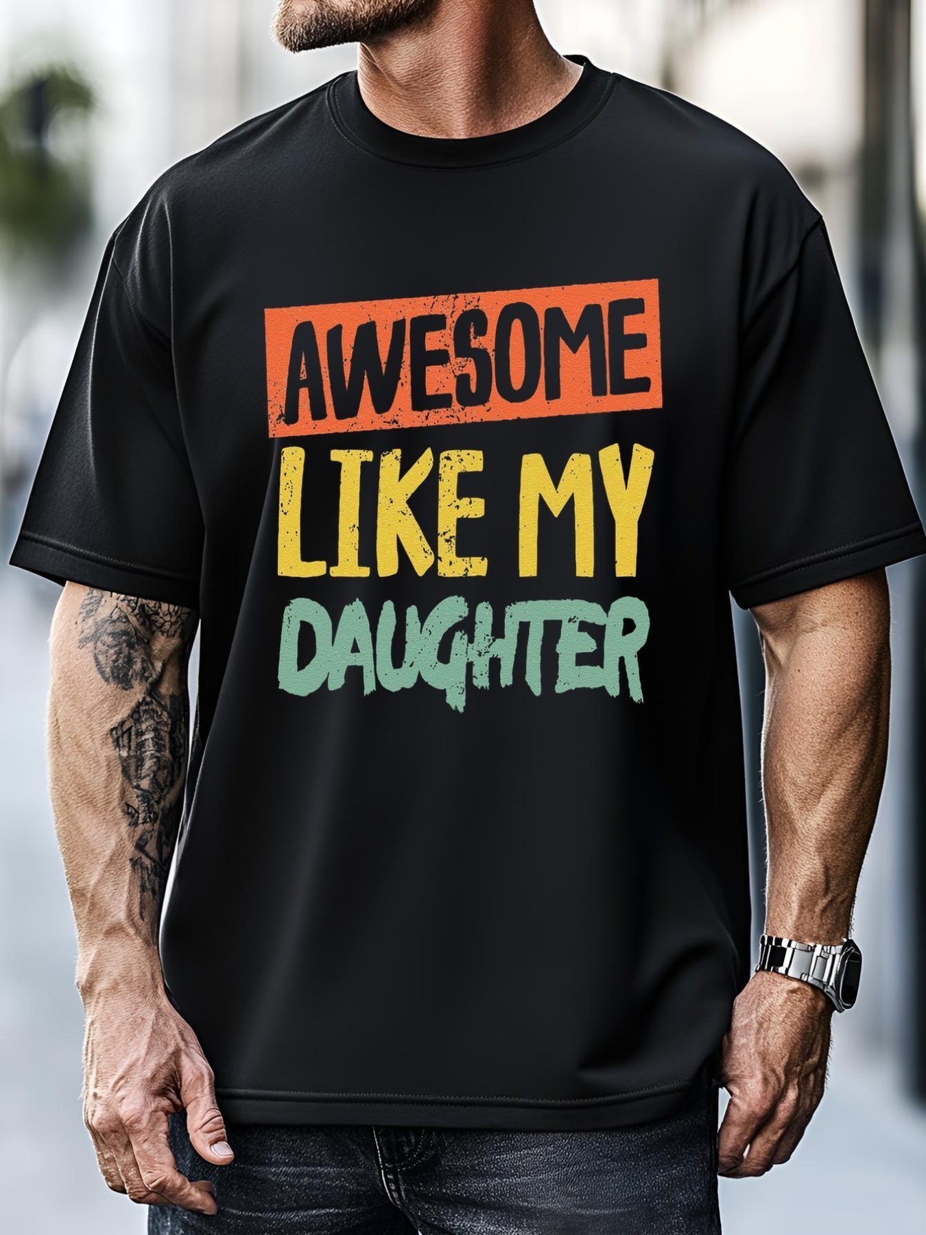Unisex Awesome Like My Daughters Funny Dad Jokes Fathers Day T-Shirt