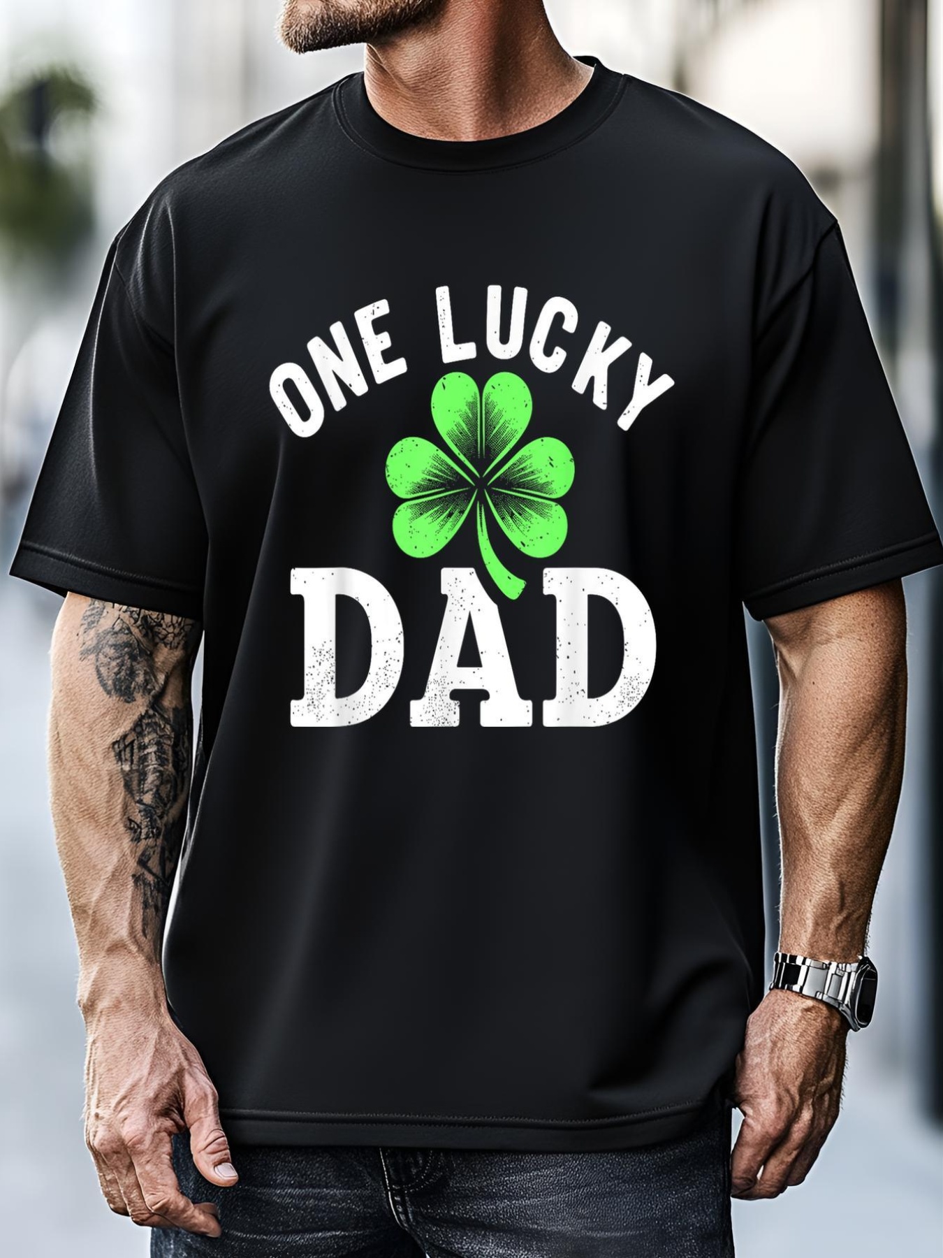 Unisex One Lucky Dad Father Funny Irish St PatrickS Day T-Shirt