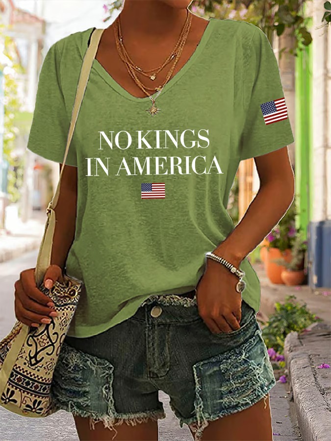 Women's Short Sleeve American Flag Printed Graphic Tee