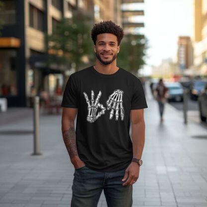 Men's Skeleton Hand Printed 100% Cotton T-Shirt-pod4team