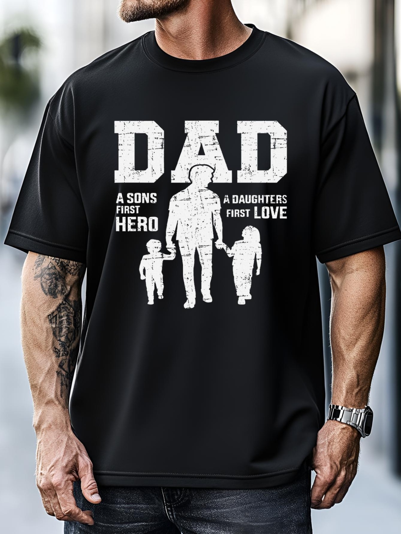 Unisex Dad Sons First Hero Daughter Love For FatherS Day T-Shirt