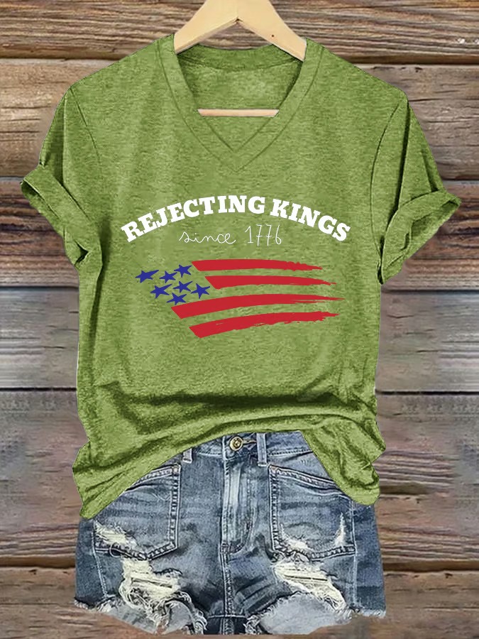 Women's Casual Fashion American Flag Printed Graphic Tee