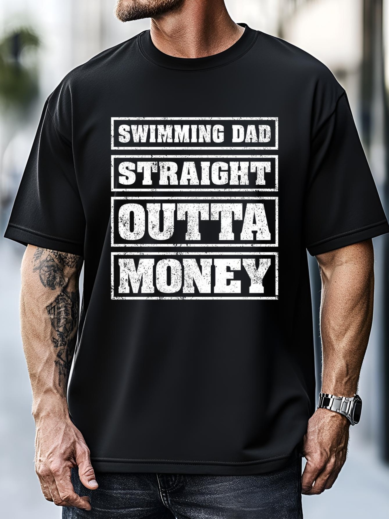 Unisex Swimming Dad Straight Outta Money Funny Swimming Fathers Day Meaningful Gift T-Shirt