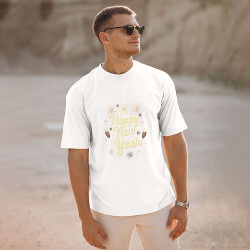 Men's Happy New Year 100% Cotton T-Shirt-pod4team