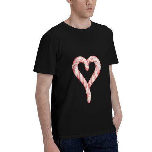 Men's Heartshape Candy Print 100% Cotton T-Shirt-pod4team