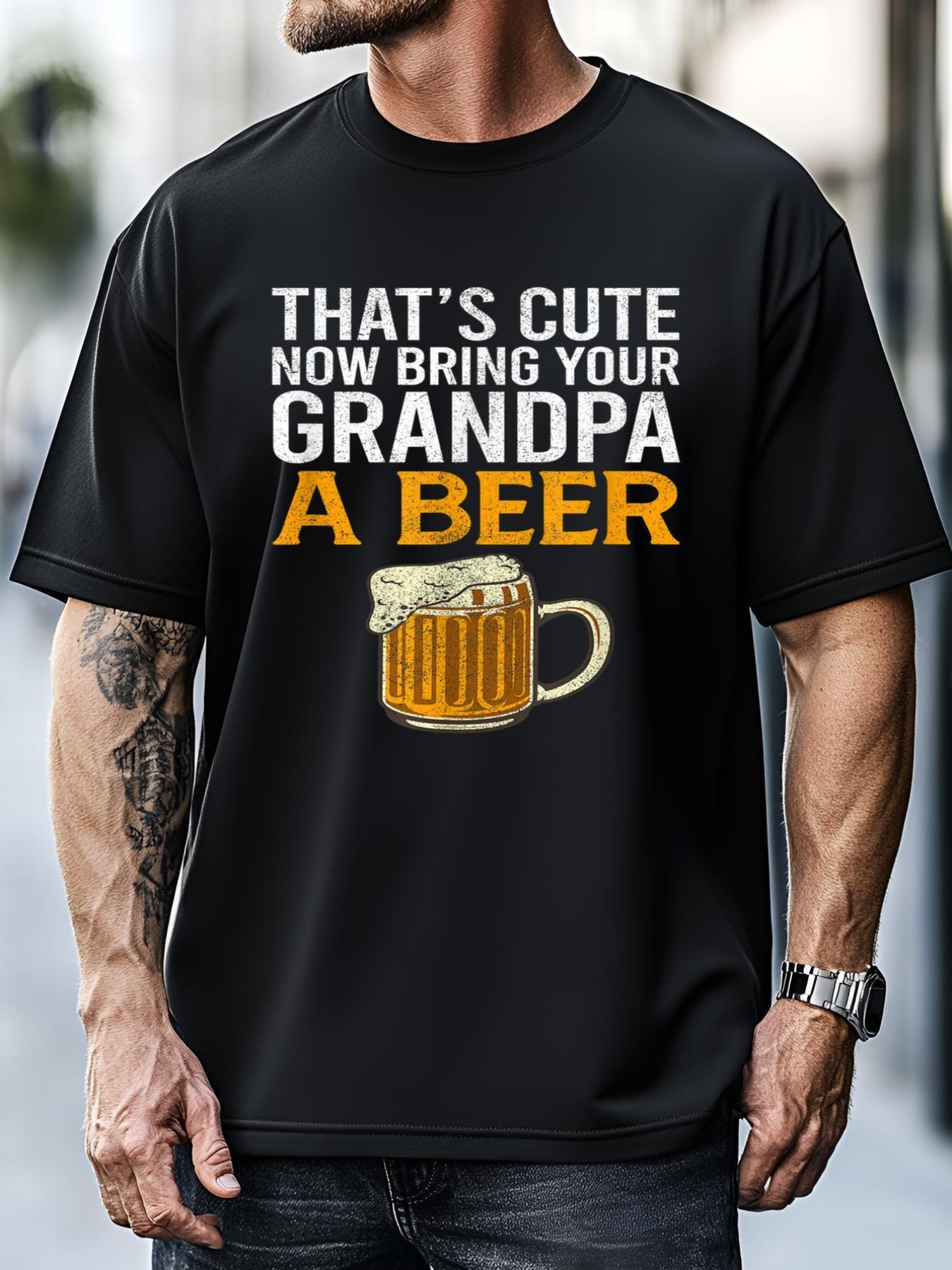 Unisex Thats Cute Now Bring Your Grandpa A Beer Tee Fathers Day T-Shirt