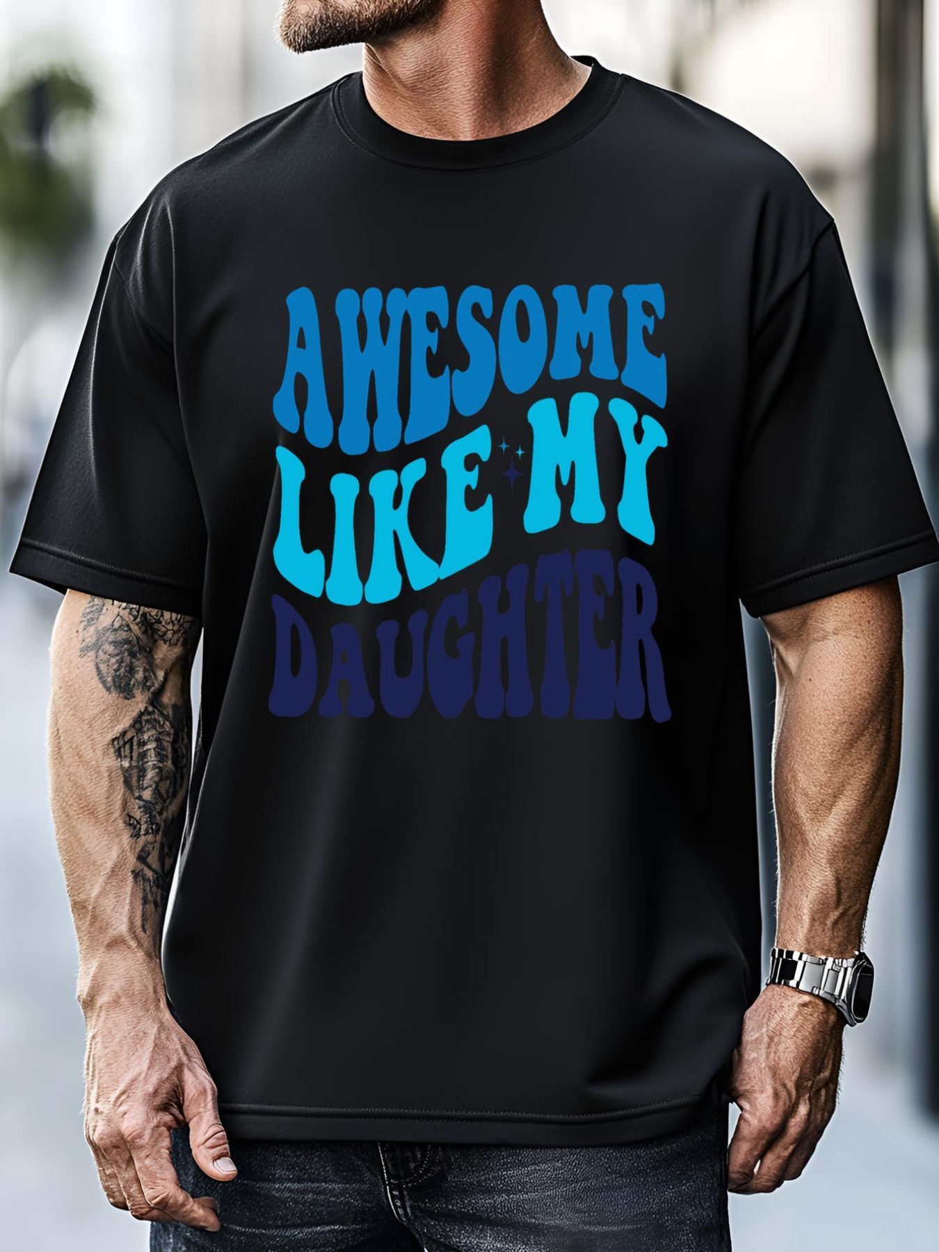 Unisex Awesome Like My Daughter Best Dad Funny Father Daddy Dad T-Shirt