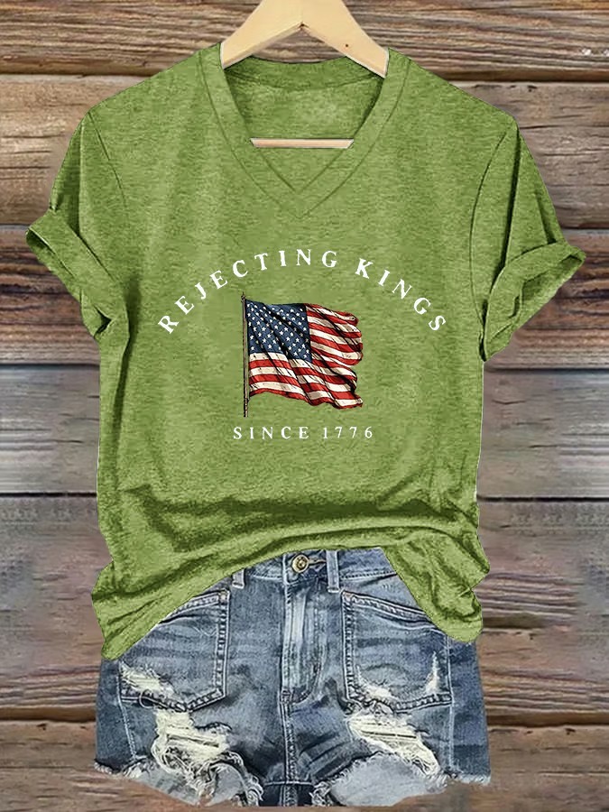 Women's American Flag 4th Of July Printed Graphic Tee | Pod4team