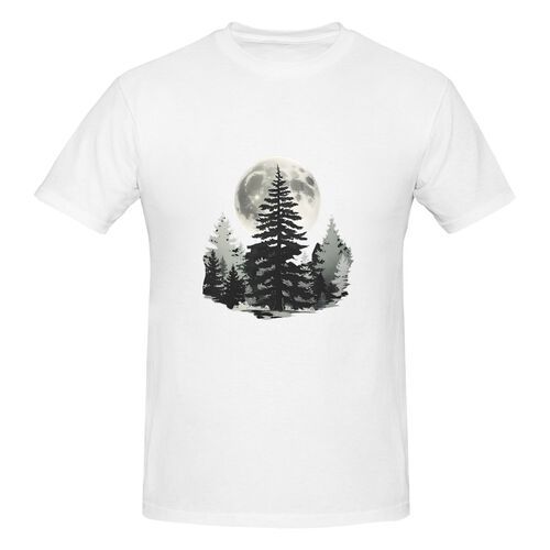 Men's Full Moon On Forest 100% Cotton T-Shirt-pod4team