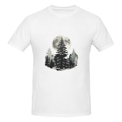 Men's Full Moon On Forest 100% Cotton T-Shirt-pod4team