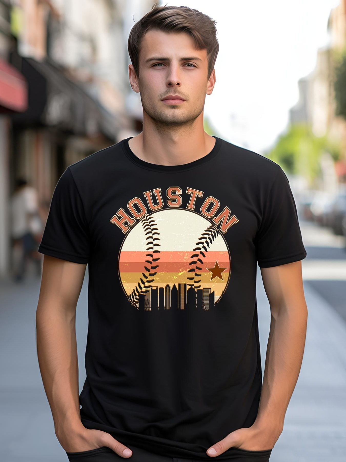 Unisex Retro Houston Baseball Fan shirt  Graphic Tee