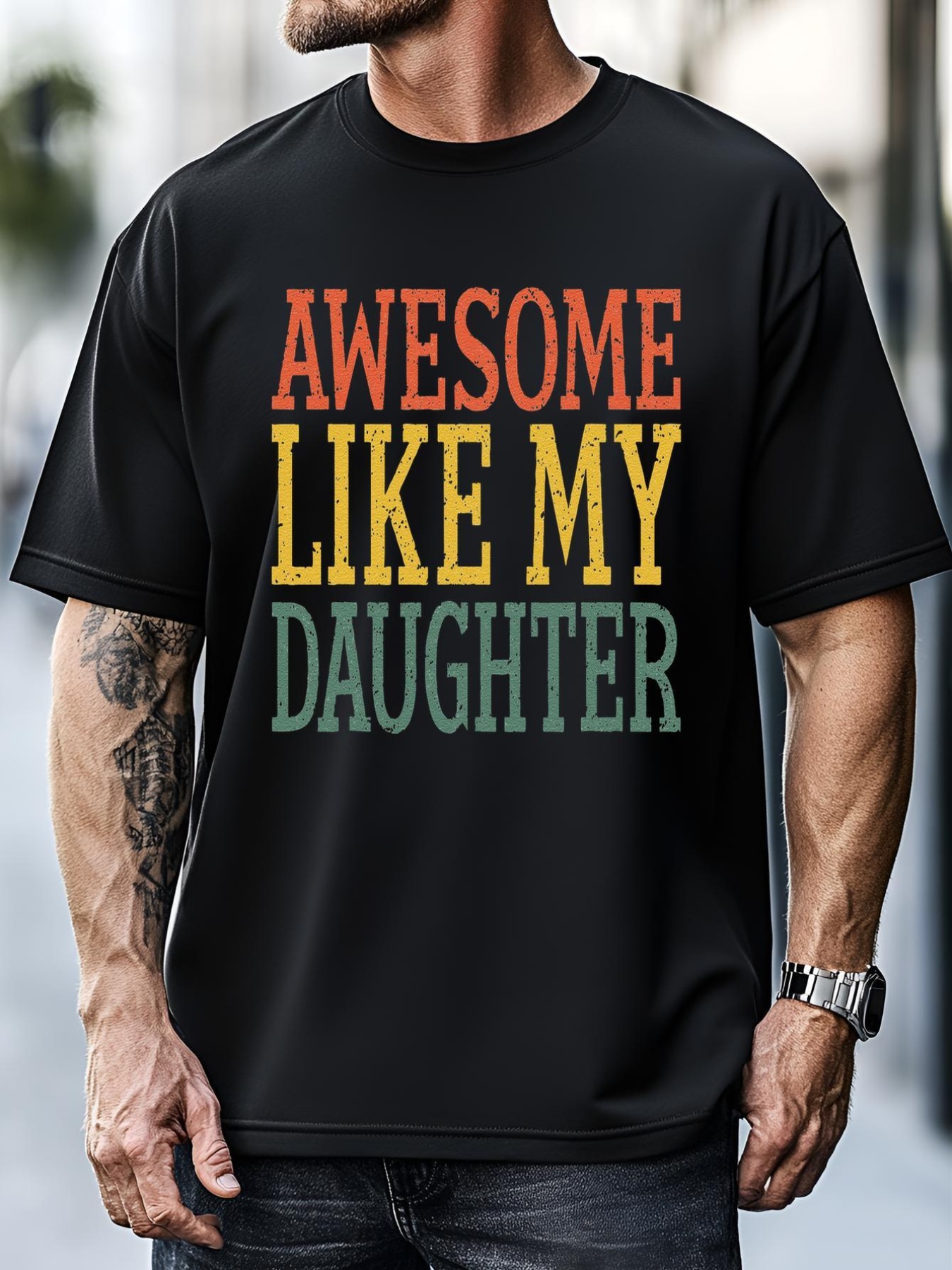 Unisex Awesome Like My Daughter FatherS Day Retro Vintage T-Shirt