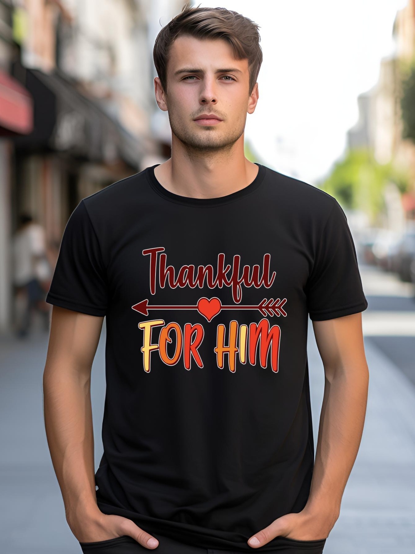 Unisex Thankful For Him Matching Thanksgiving shirt  Graphic Tee