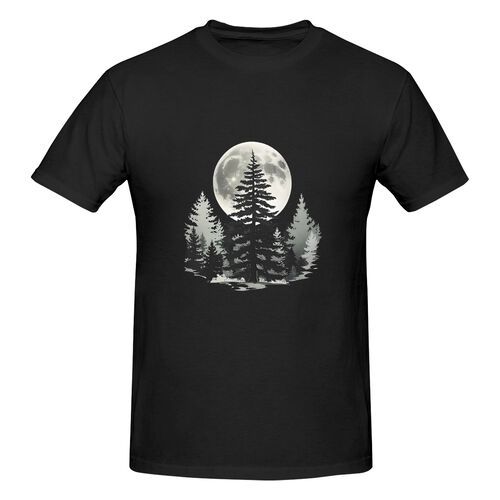 Men's Full Moon On Forest 100% Cotton T-Shirt-pod4team