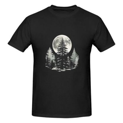 Men's Full Moon On Forest 100% Cotton T-Shirt-pod4team