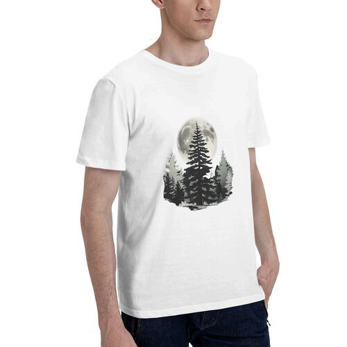 Men's Full Moon On Forest 100% Cotton T-Shirt-pod4team