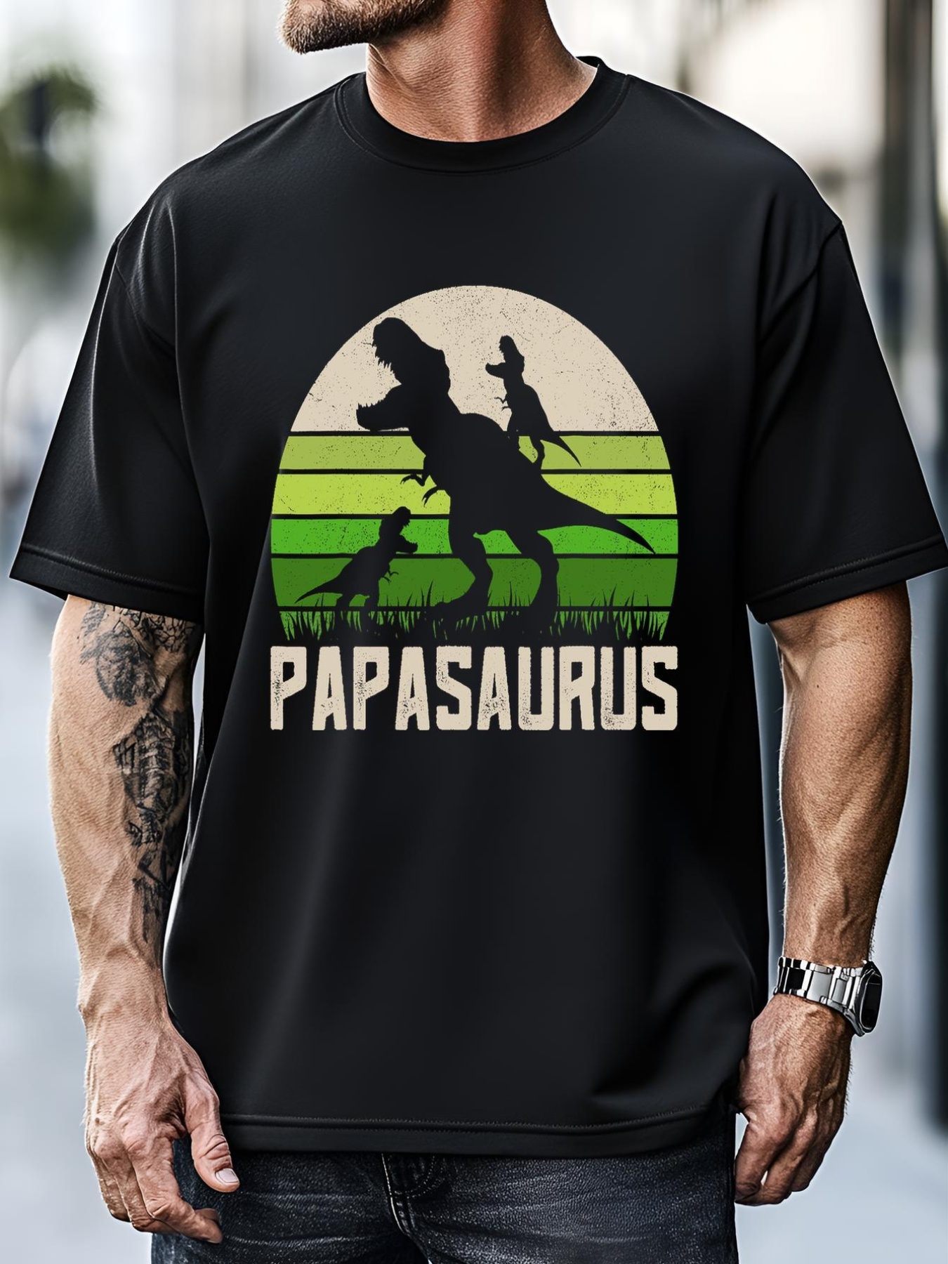 Unisex Funny Grandpas  Papasaurus Dinosaur 2 Fathers Day T-Shirt