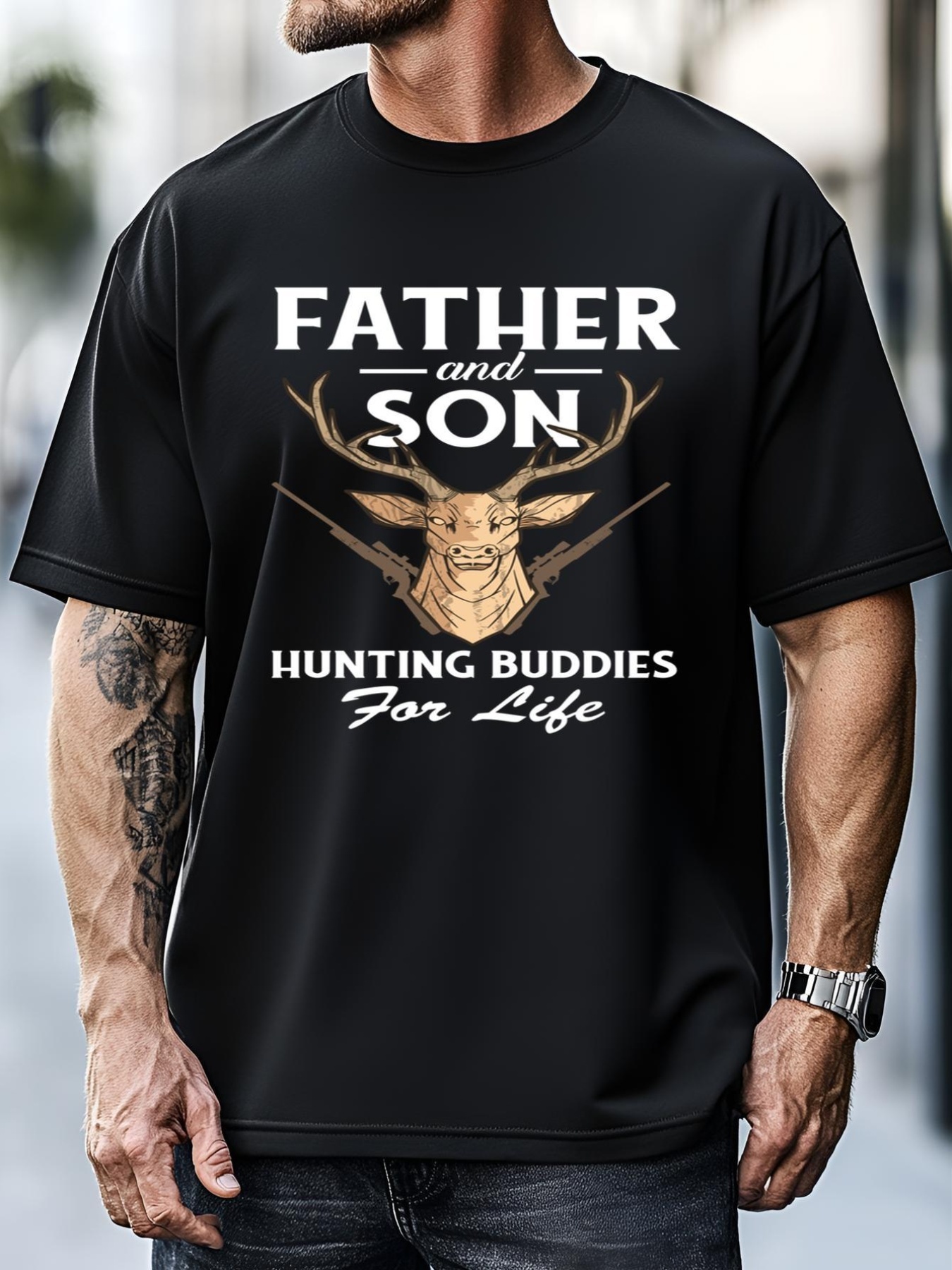 Unisex Father And Son Hunting Lovers Funny Quote Buddies For Life Gift T-Shirt