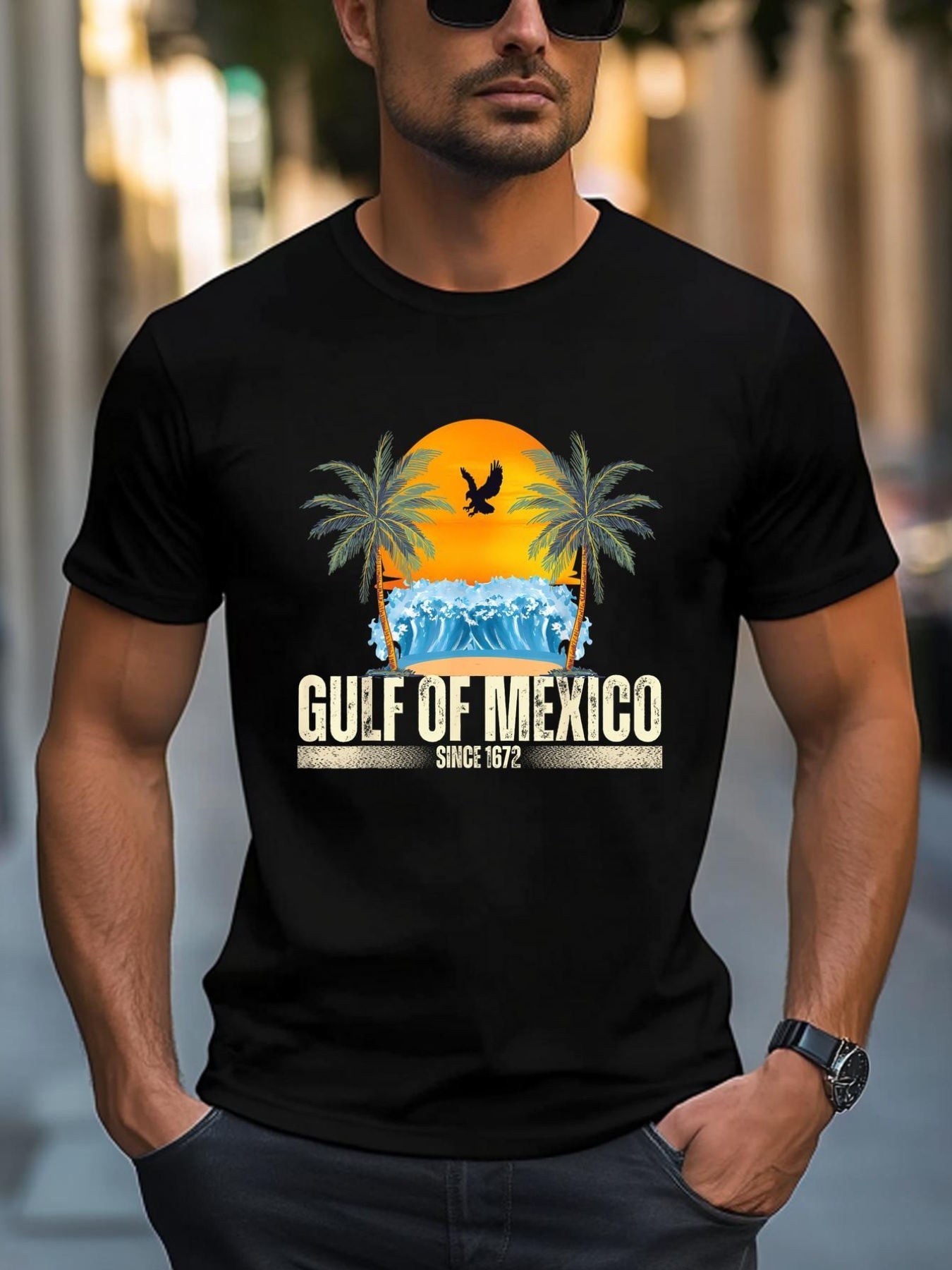 Unisex Gulf Of Mexico Since 1672 Vintage Beach Gulf Of Mexico Retro T-Shirt
