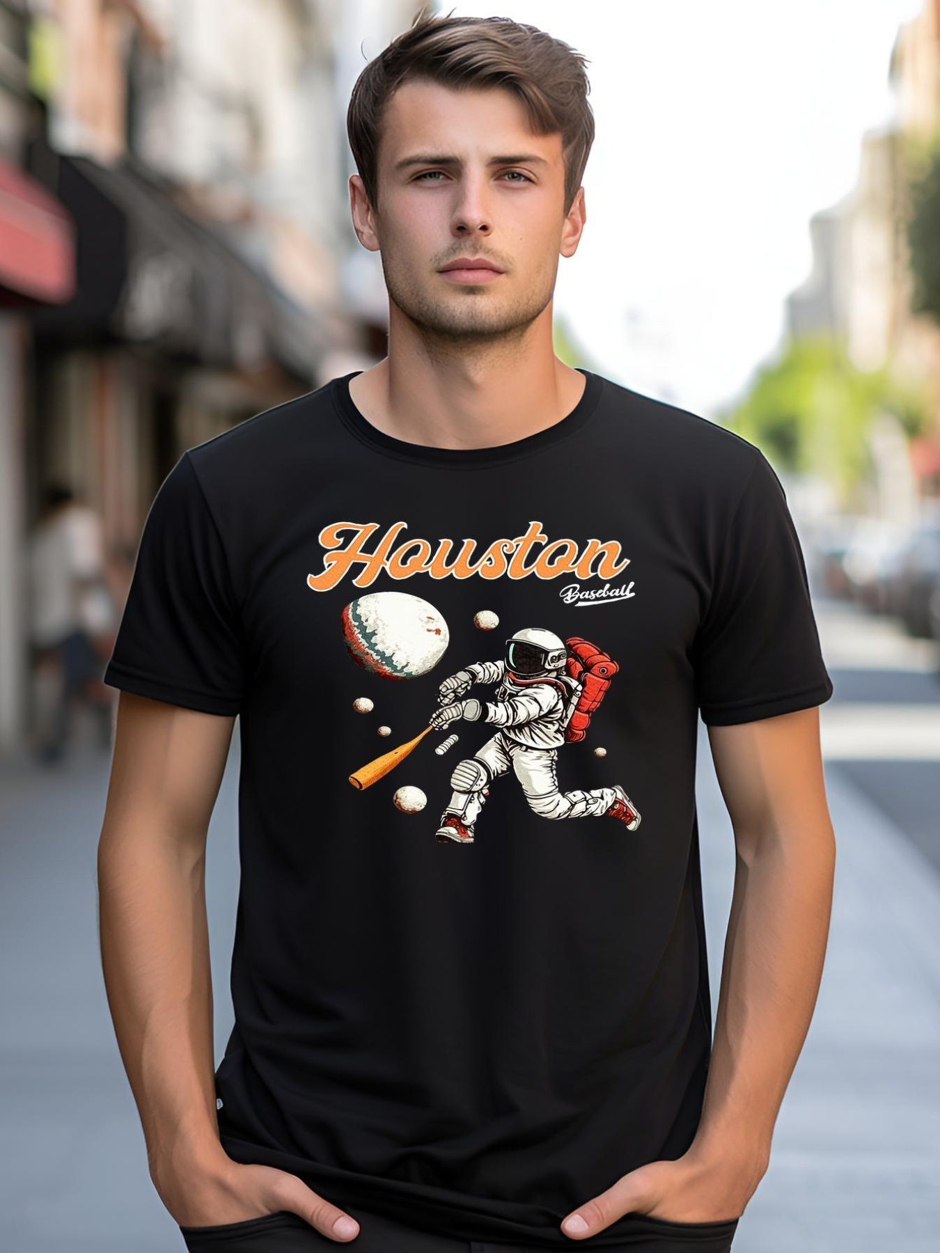 Unisex Retro Houston Texas Baseball Astronaut shirt  Graphic Tee