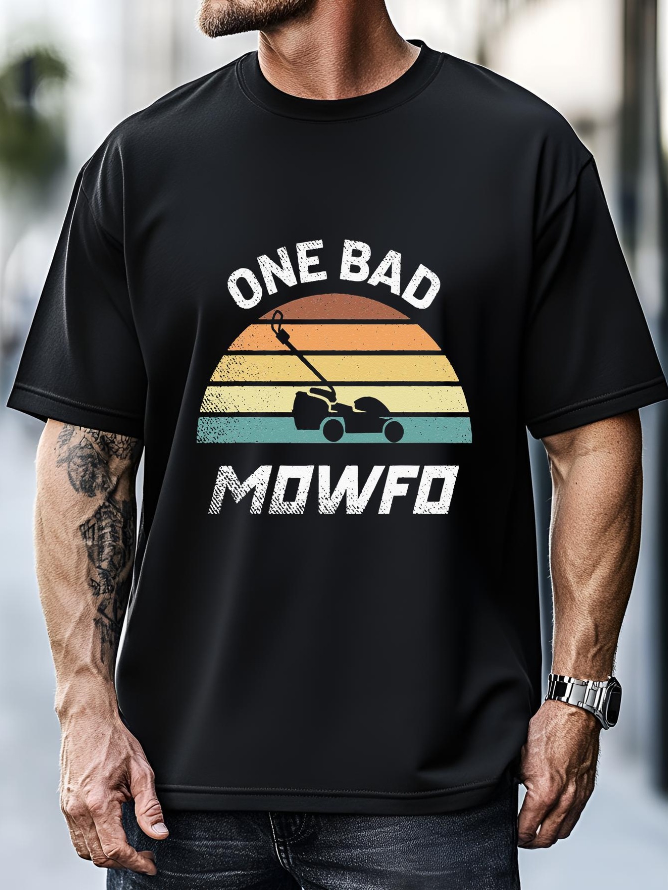 Unisex One Bad Mowfo Funny Lawn Care Mowing Gardener Fathers T-Shirt