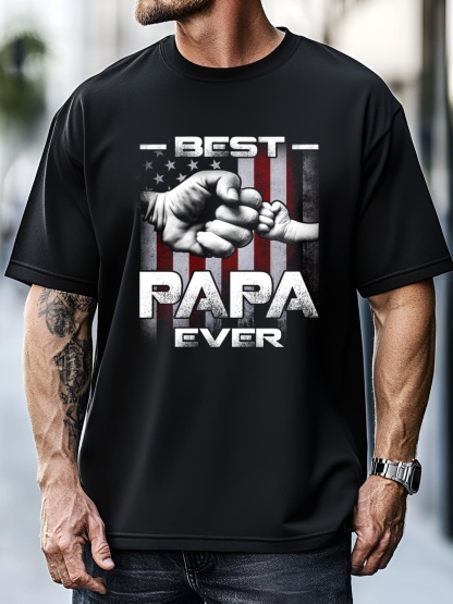 Unisex Best Papa Ever Fistcool Giftbump Usa Flag Fathers Day Gift T-Shirt